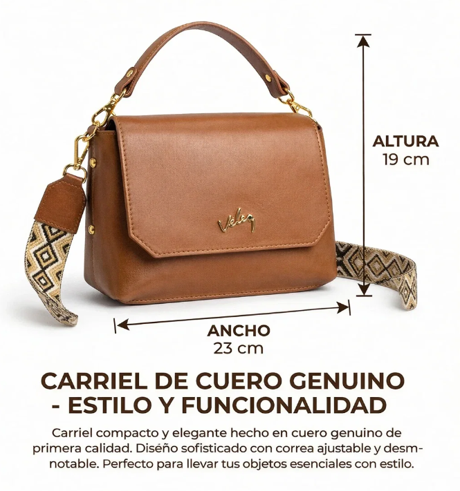 Bolso Carriel Vélez de Cuero Legítimo - Lanzamiento Exclusivo Con 80% de Descuento 🎁